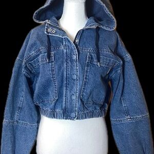 BDG cropped Denim Hooded Women's Jacket, urban outfitters